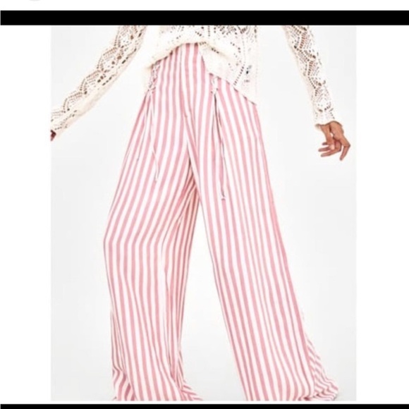 Zara Stripped Pink Pants - Picture 1 of 6